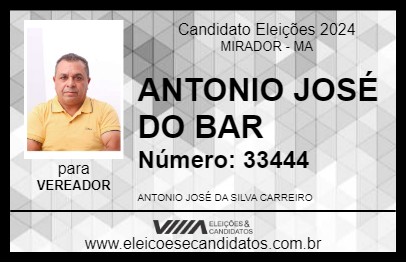 Candidato ANTONIO JOSÉ DO BAR 2024 - MIRADOR - Eleições