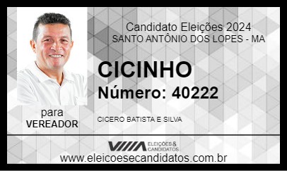 Candidato CICINHO 2024 - SANTO ANTÔNIO DOS LOPES - Eleições