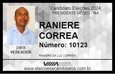 Candidato RANIERE CORREA 2024 - PRESIDENTE MÉDICI - Eleições