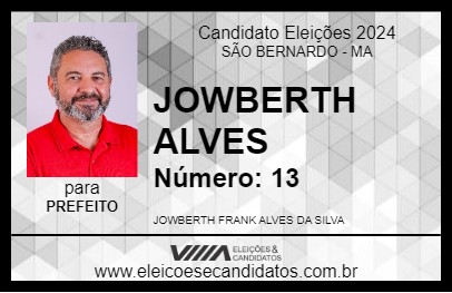 Candidato JOWBERTH ALVES  2024 - SÃO BERNARDO - Eleições