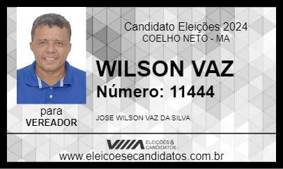 Candidato WILSON VAZ 2024 - COELHO NETO - Eleições