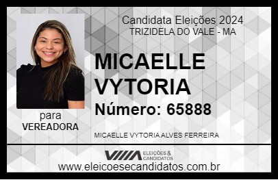 Candidato MICAELLE VYTORIA 2024 - TRIZIDELA DO VALE - Eleições