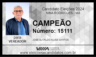 Candidato CAMPEÃO 2024 - NINA RODRIGUES - Eleições