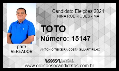 Candidato TOTO 2024 - NINA RODRIGUES - Eleições