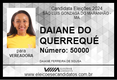 Candidato DAIANE DO QUERREQUÉ 2024 - SÃO LUÍS GONZAGA DO MARANHÃO - Eleições