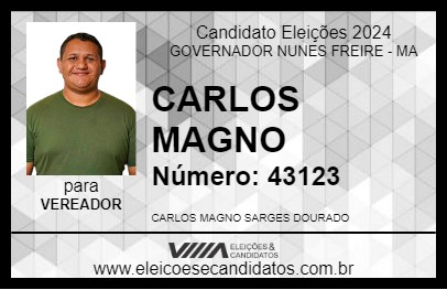 Candidato CARLOS MAGNO 2024 - GOVERNADOR NUNES FREIRE - Eleições