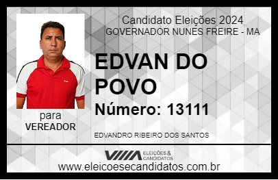 Candidato EDVAN DO POVO 2024 - GOVERNADOR NUNES FREIRE - Eleições