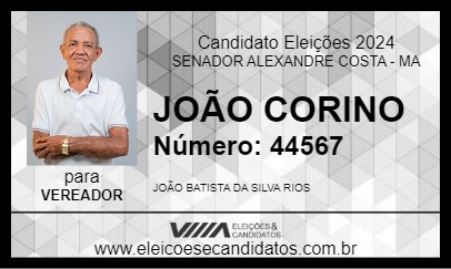 Candidato JOÃO CORINO 2024 - SENADOR ALEXANDRE COSTA - Eleições