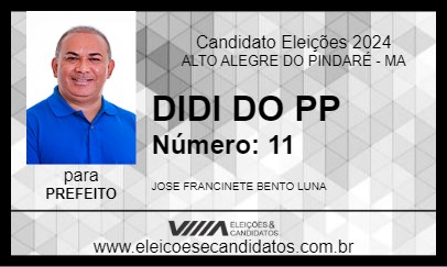 Candidato DIDI DO PP 2024 - ALTO ALEGRE DO PINDARÉ - Eleições