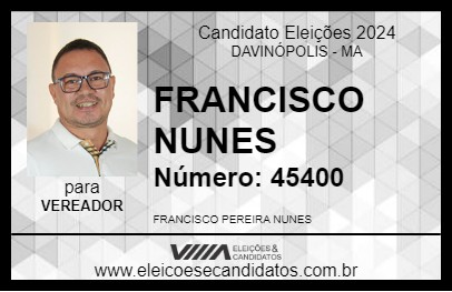 Candidato FRANCISCO NUNES 2024 - DAVINÓPOLIS - Eleições