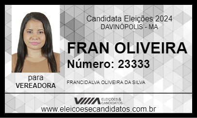 Candidato FRAN OLIVEIRA 2024 - DAVINÓPOLIS - Eleições