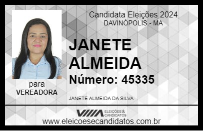 Candidato JANETE ALMEIDA 2024 - DAVINÓPOLIS - Eleições