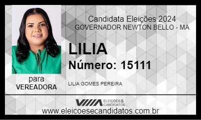 Candidato LILIA 2024 - GOVERNADOR NEWTON BELLO - Eleições