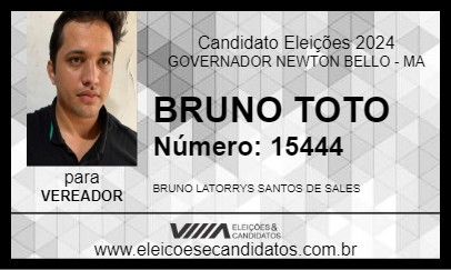 Candidato BRUNO TOTO 2024 - GOVERNADOR NEWTON BELLO - Eleições