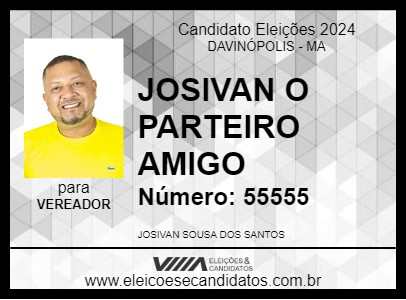 Candidato JOSIVAN O PARTEIRO AMIGO 2024 - DAVINÓPOLIS - Eleições