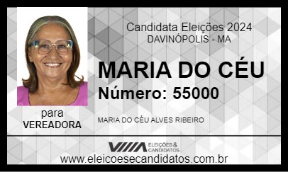 Candidato MARIA DO CÉU 2024 - DAVINÓPOLIS - Eleições