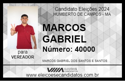 Candidato MARCOS GABRIEL 2024 - HUMBERTO DE CAMPOS - Eleições