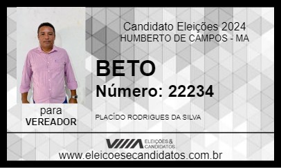 Candidato BETO 2024 - HUMBERTO DE CAMPOS - Eleições