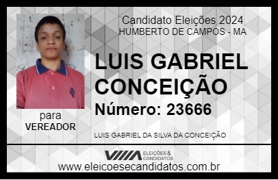 Candidato LUIS GABRIEL CONCEIÇÃO 2024 - HUMBERTO DE CAMPOS - Eleições