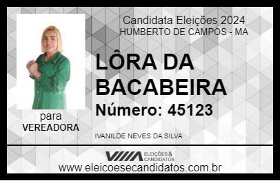 Candidato LÔRA DA BACABEIRA 2024 - HUMBERTO DE CAMPOS - Eleições