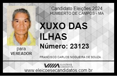 Candidato XUXO DAS ILHAS 2024 - HUMBERTO DE CAMPOS - Eleições