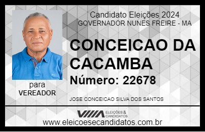 Candidato CONCEICAO DA CACAMBA 2024 - GOVERNADOR NUNES FREIRE - Eleições