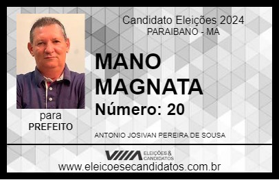 Candidato MANO MAGNATA 2024 - PARAIBANO - Eleições