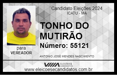 Candidato TONHO DO MUTIRÃO 2024 - ICATU - Eleições