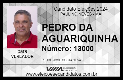 Candidato PEDRO DA AGUARIQUINHA 2024 - PAULINO NEVES - Eleições