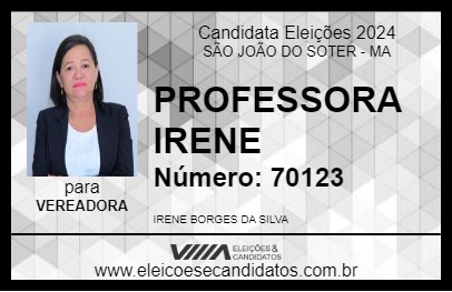 Candidato PROFESSORA IRENE 2024 - SÃO JOÃO DO SOTER - Eleições