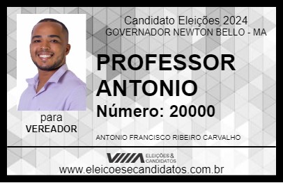 Candidato PROFESSOR ANTONIO 2024 - GOVERNADOR NEWTON BELLO - Eleições