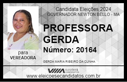 Candidato PROFESSORA GERDA 2024 - GOVERNADOR NEWTON BELLO - Eleições