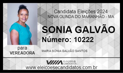 Candidato SONIA GALVÃO 2024 - NOVA OLINDA DO MARANHÃO - Eleições