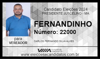 Candidato FERNANDINHO 2024 - PRESIDENTE JUSCELINO - Eleições