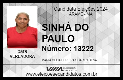 Candidato SINHÁ DO PAULO 2024 - ARAME - Eleições