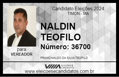 Candidato NALDIN TEOFILO 2024 - TIMON - Eleições