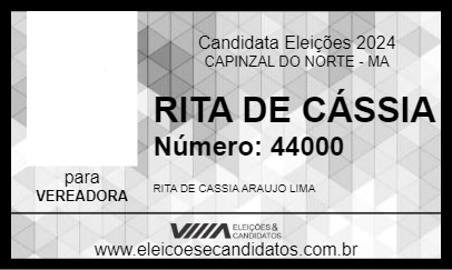 Candidato RITA DE CÁSSIA 2024 - CAPINZAL DO NORTE - Eleições