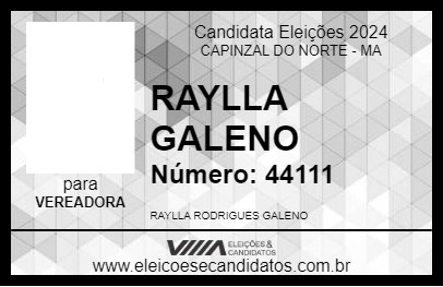 Candidato RAYLLA GALENO 2024 - CAPINZAL DO NORTE - Eleições