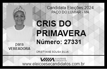 Candidato CRIS DO PRIMAVERA 2024 - PAÇO DO LUMIAR - Eleições