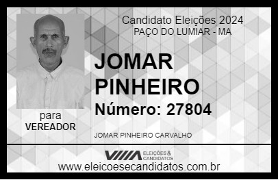 Candidato JOMAR PINHEIRO 2024 - PAÇO DO LUMIAR - Eleições