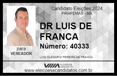 Candidato DR LUIS DE FRANCA 2024 - PIRAPEMAS - Eleições