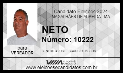 Candidato NETO 2024 - MAGALHÃES DE ALMEIDA - Eleições