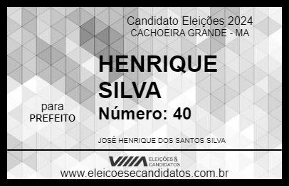 Candidato HENRIQUE SILVA 2024 - CACHOEIRA GRANDE - Eleições