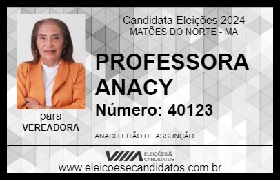 Candidato PROFESSORA ANACY 2024 - MATÕES DO NORTE - Eleições