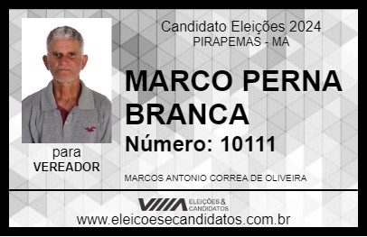 Candidato MARCO PERNA BRANCA 2024 - PIRAPEMAS - Eleições