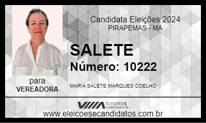 Candidato SALETE 2024 - PIRAPEMAS - Eleições