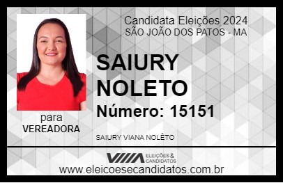 Candidato SAIURY NOLETO 2024 - SÃO JOÃO DOS PATOS - Eleições