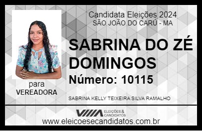 Candidato SABRINA DO ZÉ DOMINGOS  2024 - SÃO JOÃO DO CARÚ - Eleições