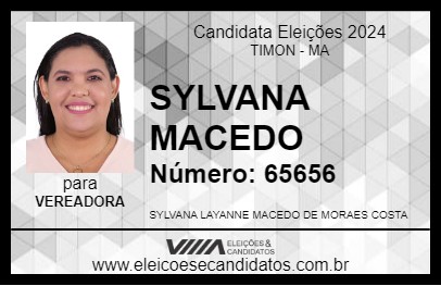 Candidato SYLVANA MACEDO 2024 - TIMON - Eleições