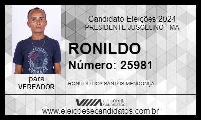 Candidato RONILDO 2024 - PRESIDENTE JUSCELINO - Eleições